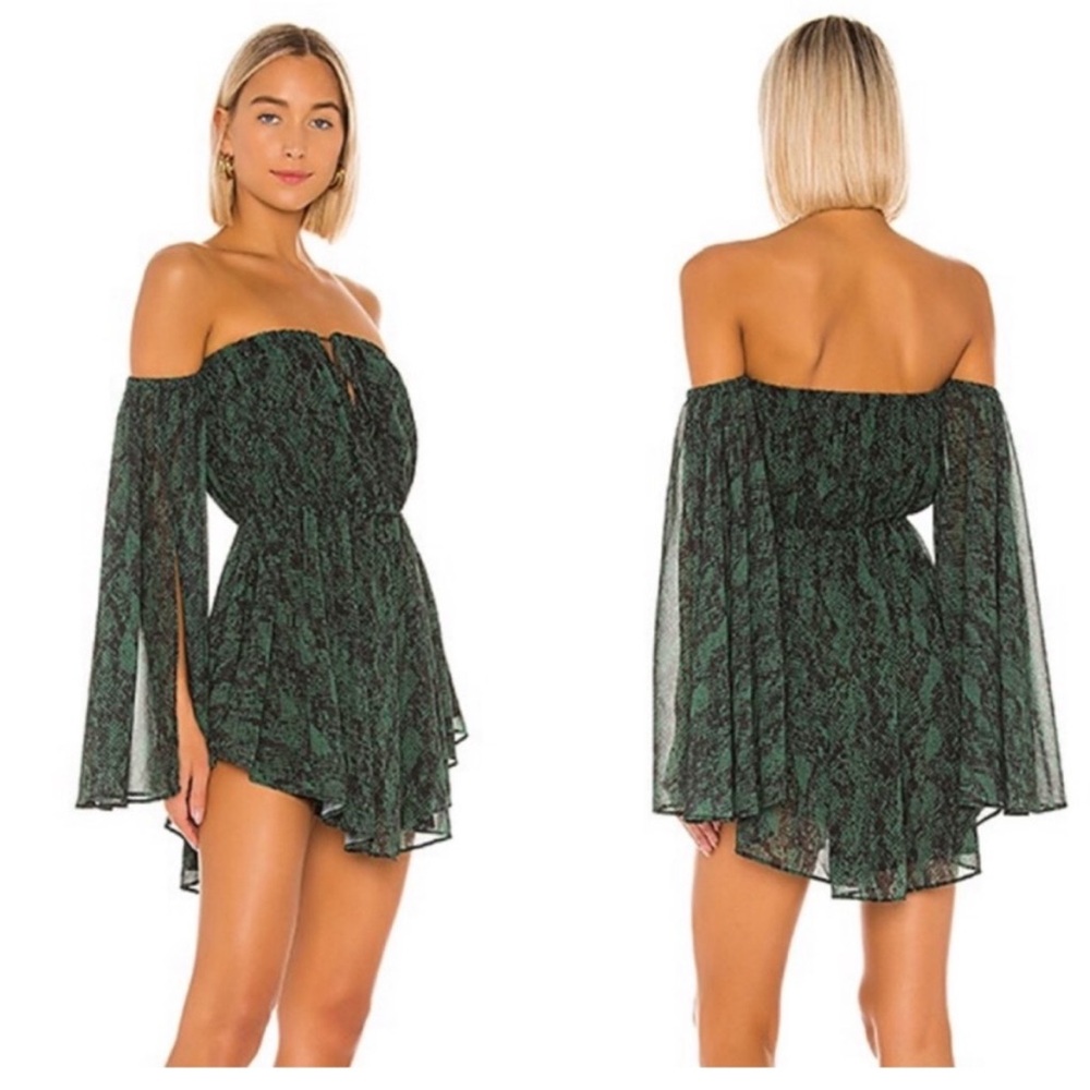 Michael Costello x Revolve Geneve Snake dress in green - S